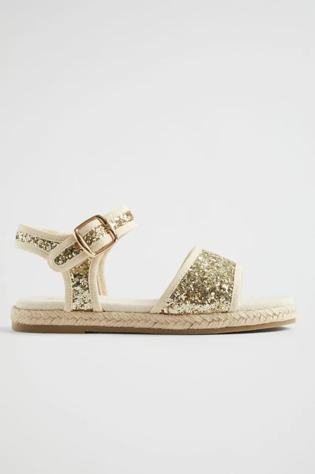 Sandals and Slides Girl Seed Heritage Glitter Open Toe Espadrille Gold