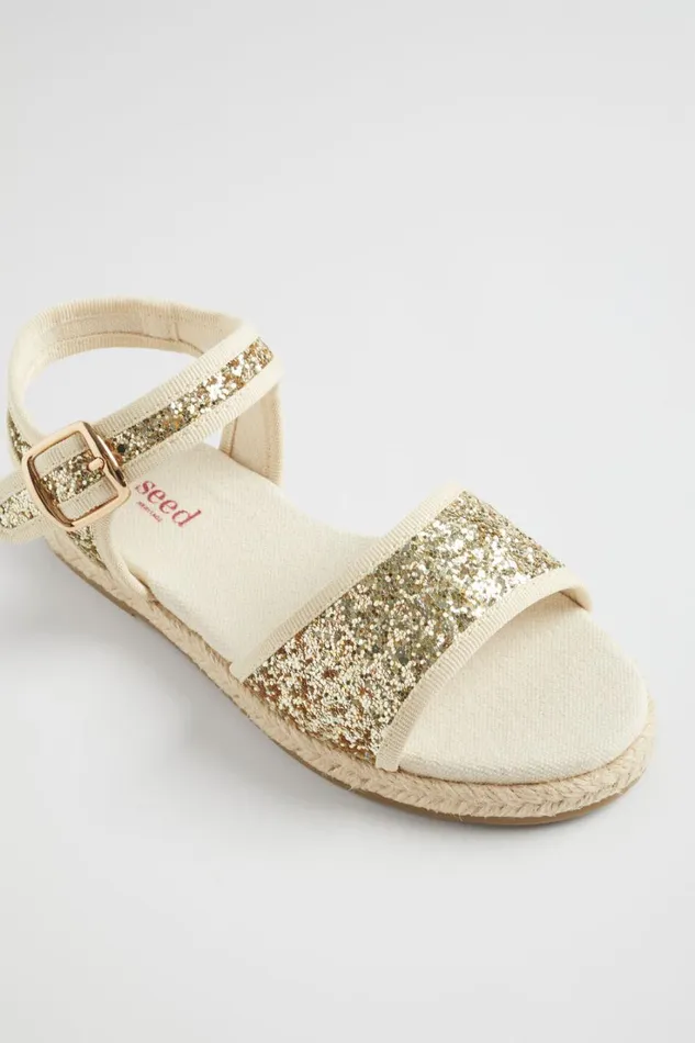 Sandals and Slides Girl Seed Heritage Glitter Open Toe Espadrille Gold