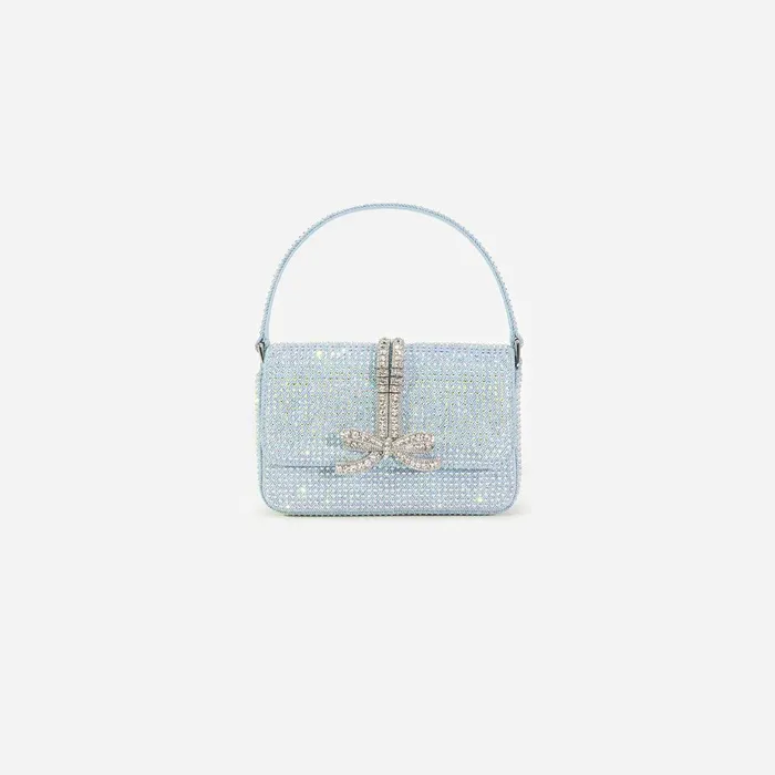Self Portrait Denim Blue Rhinestone Denim Micro Bag 8211 Women
