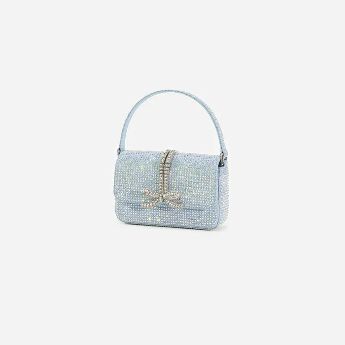 Self Portrait Denim Blue Rhinestone Denim Micro Bag 8211 Women