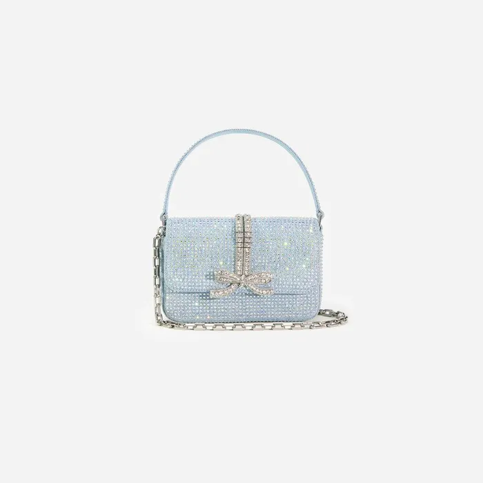 Self Portrait Denim Blue Rhinestone Denim Micro Bag 8211 Women