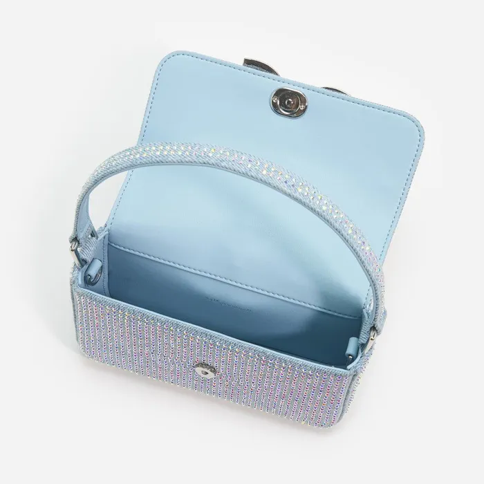 Self Portrait Denim Blue Rhinestone Denim Micro Bag 8211 Women