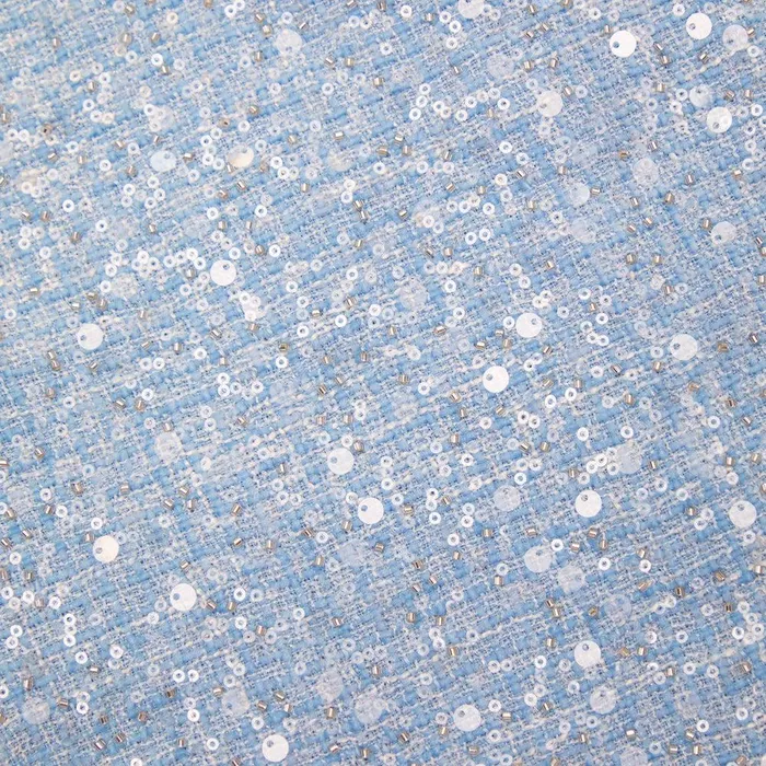 Self Portrait Denim Blue Sequin Boucle Top 8211 Women