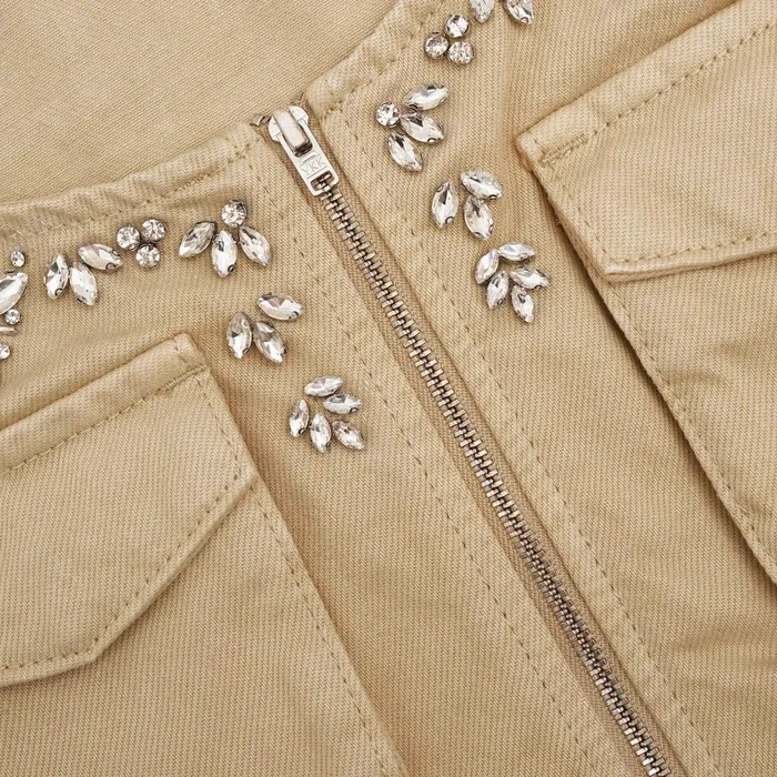 Self Portrait Denim Embellished Denim Cargo Top 8211 Women