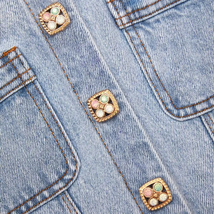 Self Portrait Denim Light Blue Denim Buttoned Mini Dress 8211 Women