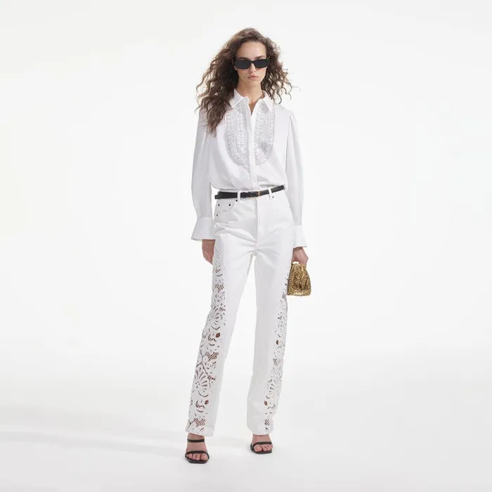 Self Portrait Denim White Cutwork Denim Jeans 8211 Women