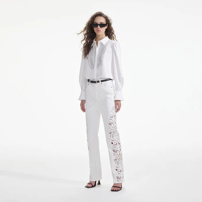 Self Portrait Denim White Cutwork Denim Jeans 8211 Women
