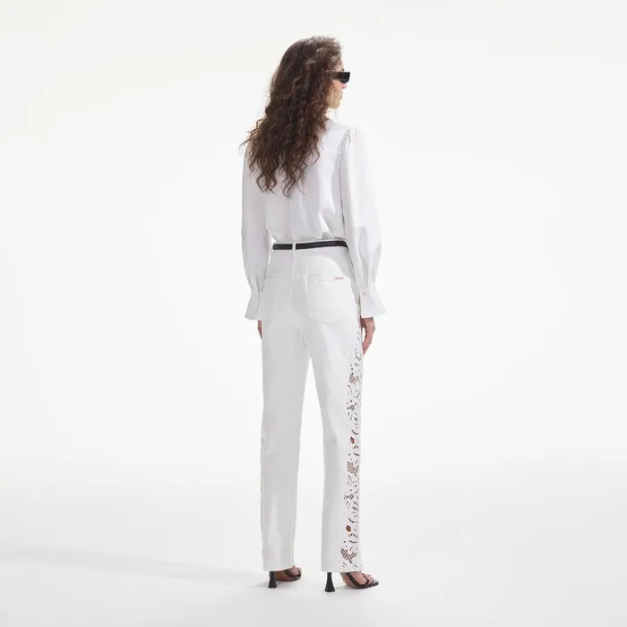 Self Portrait Denim White Cutwork Denim Jeans 8211 Women