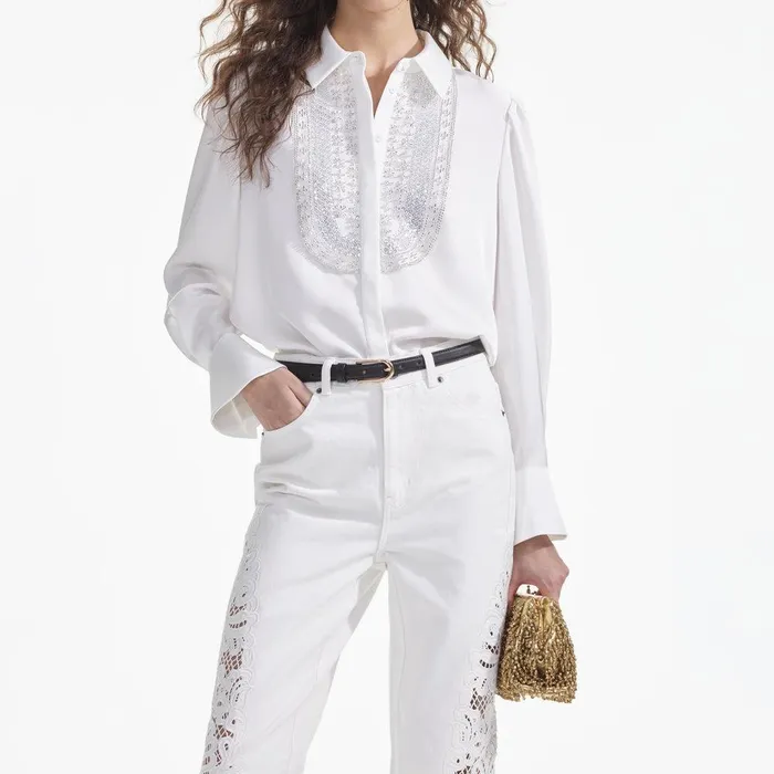 Self Portrait Denim White Cutwork Denim Jeans 8211 Women