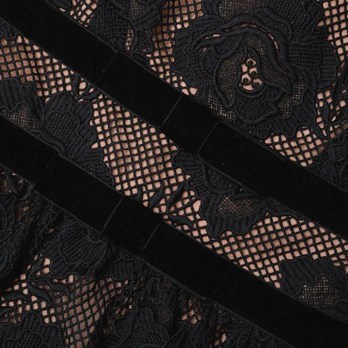 Self Portrait Dresses Black Lace Velvet Bow Mini Dress 8211 Women