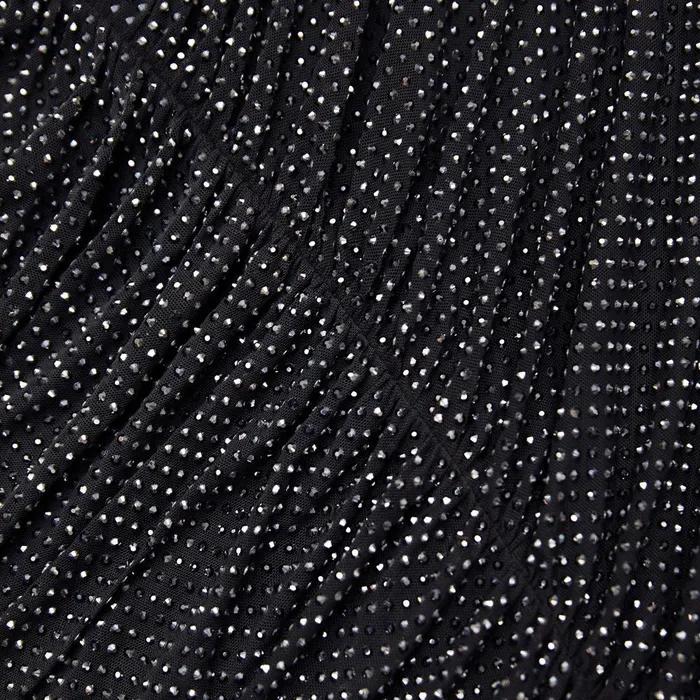 Self Portrait Dresses Black Rhinestone Gathered Midi Dress 8211 Women