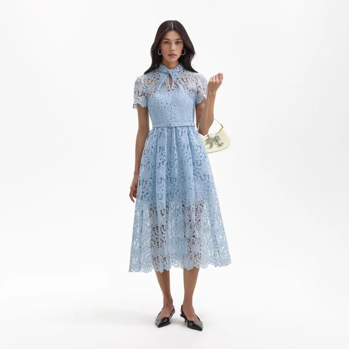 Self Portrait Dresses Blue Lace Keyhole Midi Dress 8211 Women