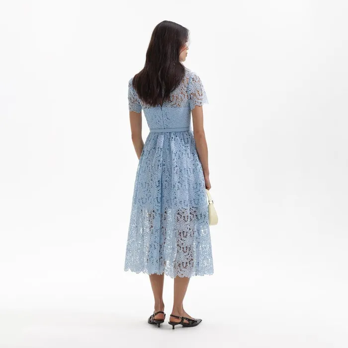 Self Portrait Dresses Blue Lace Keyhole Midi Dress 8211 Women