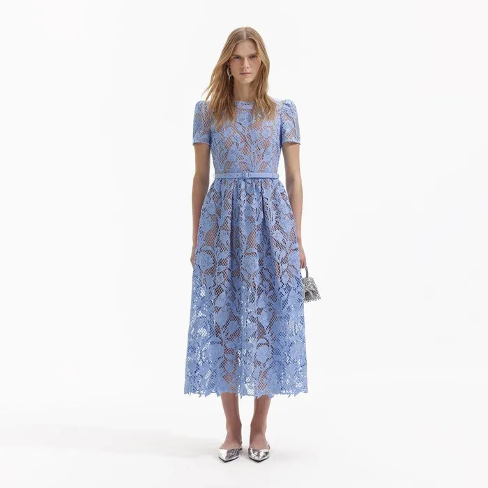 Self Portrait Dresses Blue Lily Lace Midi Dress 8211 Women