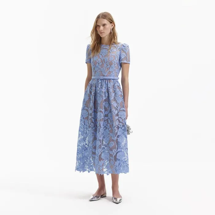 Self Portrait Dresses Blue Lily Lace Midi Dress 8211 Women