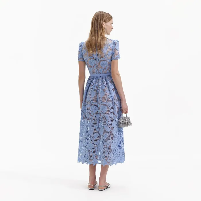 Self Portrait Dresses Blue Lily Lace Midi Dress 8211 Women