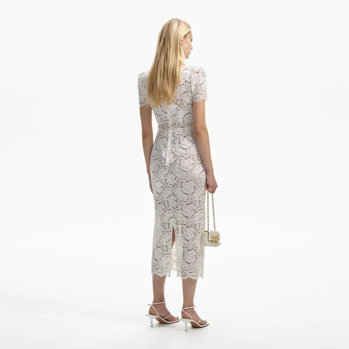 Self Portrait Dresses Cream Cord Lace Midi Dress 8211 Women