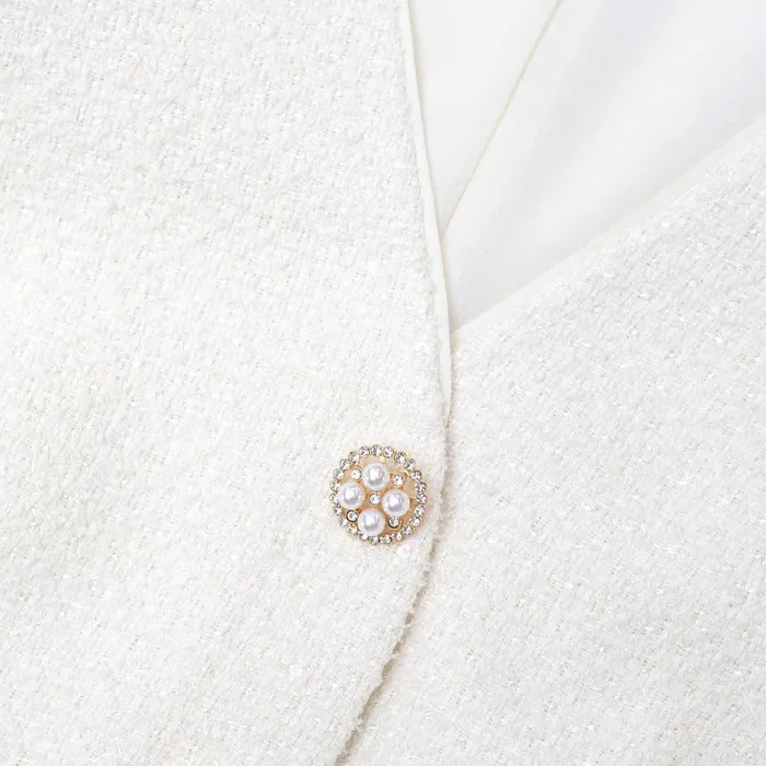 Self Portrait Dresses Cream Tinsel Boucle Midi Dress 8211 Women