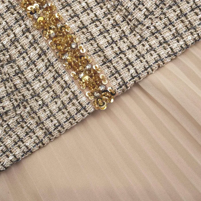 Self Portrait Dresses Gold Boucle Midi Dress 8211 Women