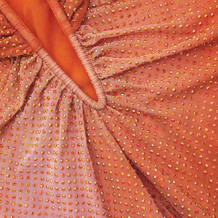 Self Portrait Dresses Orange Rhinestone Midi Dress 8211 Women