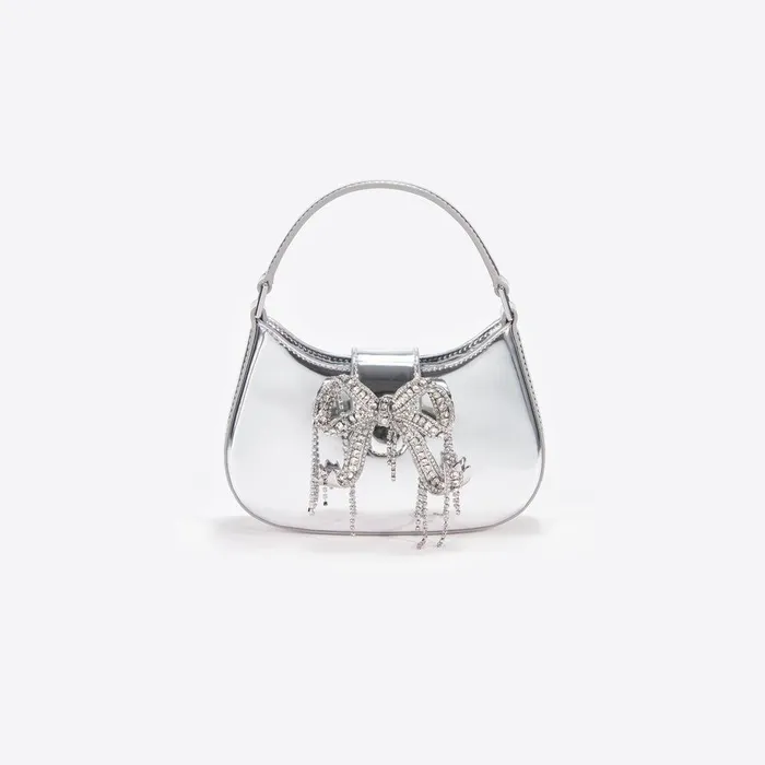 Self Portrait Micro Silver Metallic Micro Embellished Crescent Bag 8211 Women Self Portrait Micro Silver Metallic Micro Embellished Crescent Bag 8211 Women