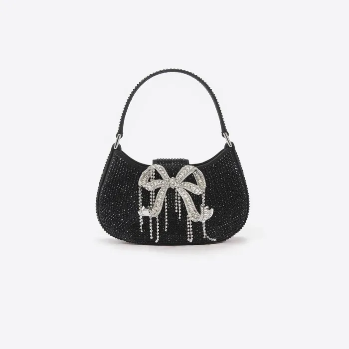 Self Portrait Mini Black Rhinestone Mini Crescent Bag 8211 Women
