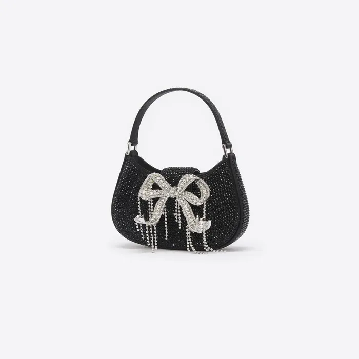 Self Portrait Mini Black Rhinestone Mini Crescent Bag 8211 Women