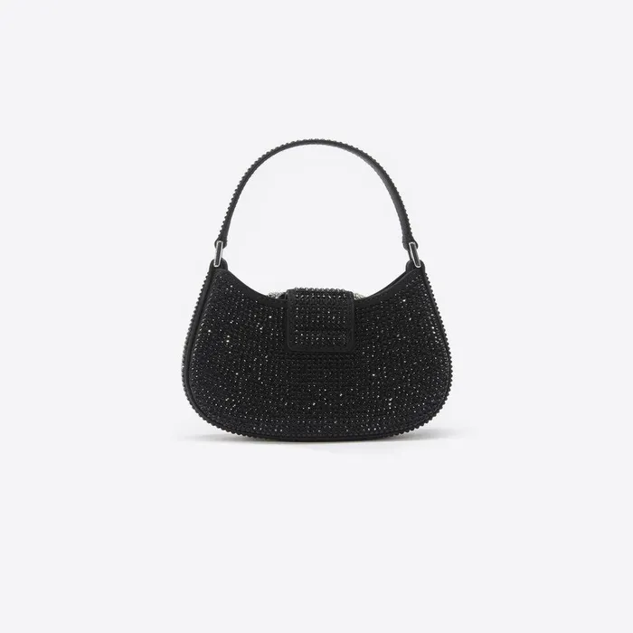 Self Portrait Mini Black Rhinestone Mini Crescent Bag 8211 Women