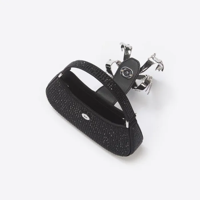 Self Portrait Mini Black Rhinestone Mini Crescent Bag 8211 Women