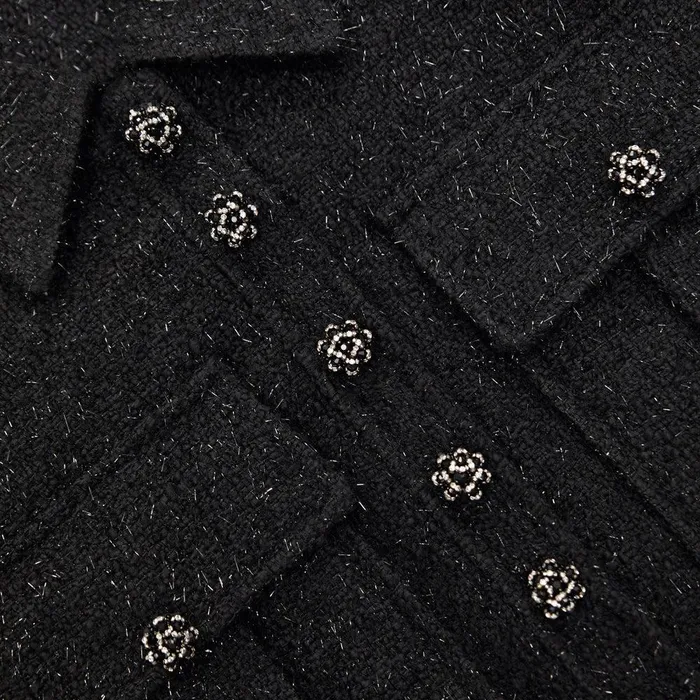 Self Portrait Outerwear Black Boucle Cropped Jacket 8211 Women