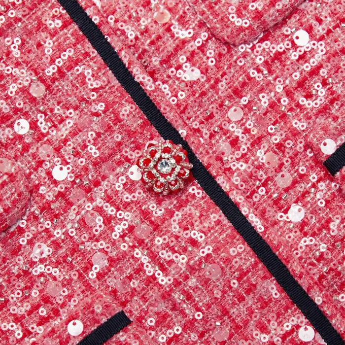 Self Portrait Outerwear Red Boucle Jacket 8211 Women