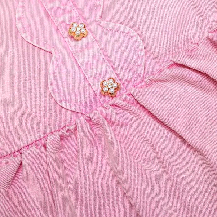 Self Portrait Party Dresses Pink Denim Mini Dress With Scallop Hem 8211 Kids