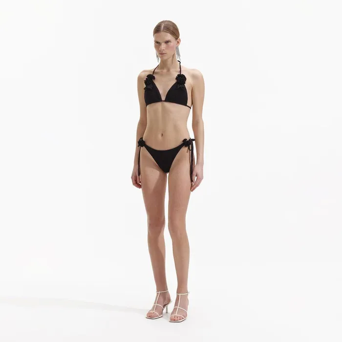 Self Portrait Swim and Resort Black Crochet Bikini Top 8211 Women