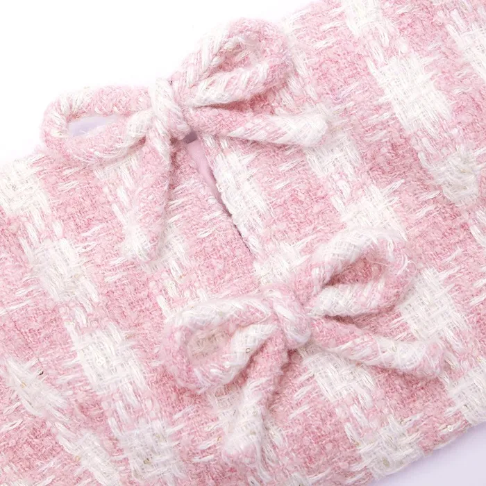 Self Portrait Tops Pink Check Boucle Crop Top 8211 Women
