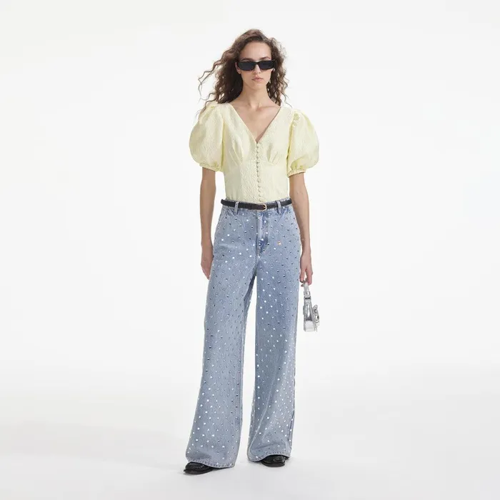 Self Portrait Tops Yellow Jacquard Top 8211 Women