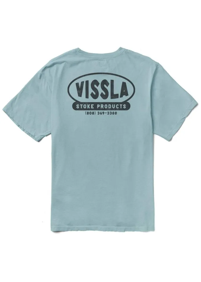 Service Organic Tee Stone Blue Men Vissla Tees
