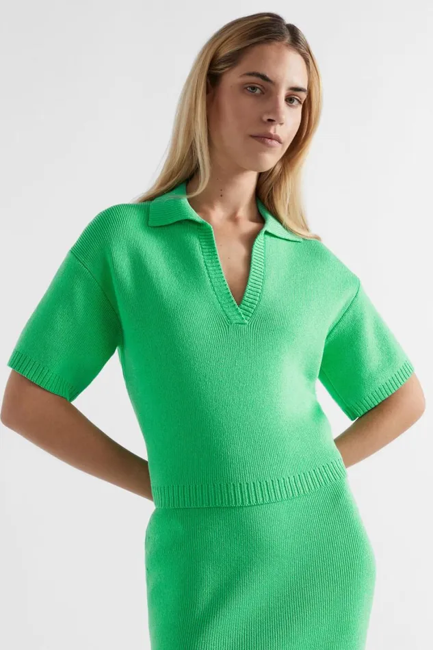 Sets Woman Seed Heritage Cotton Short Sleeve Polo Knit Key Lime