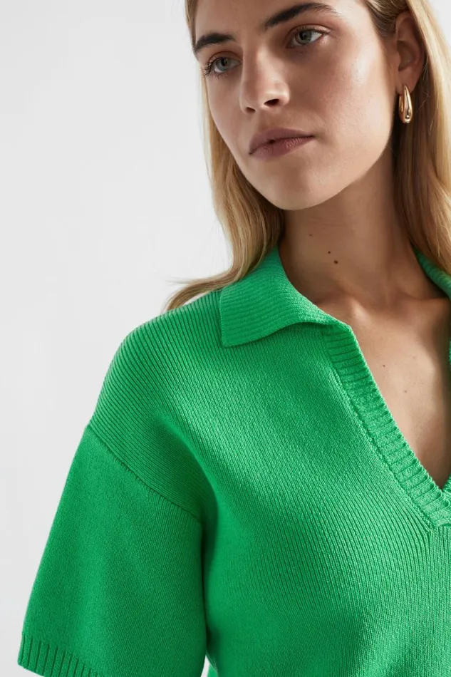 Sets Woman Seed Heritage Cotton Short Sleeve Polo Knit Key Lime