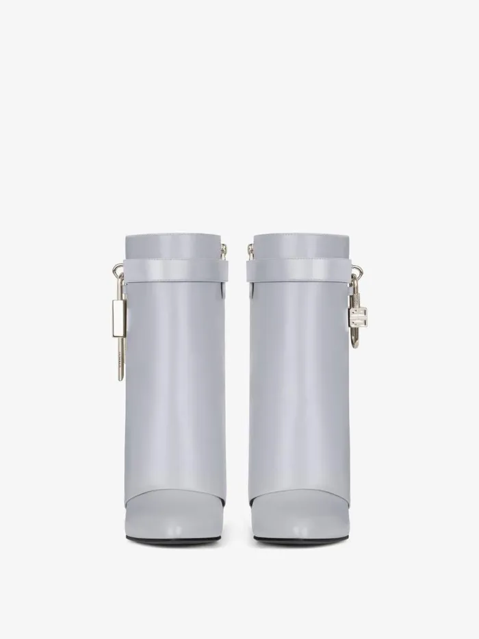 Shark Lock Ankle Boots In Leather Light Grey Women Givenchy Shark Lock