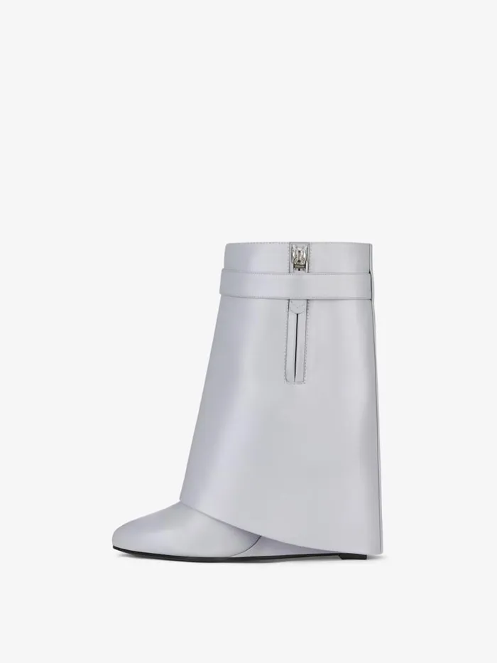 Shark Lock Ankle Boots In Leather Light Grey Women Givenchy Shark Lock