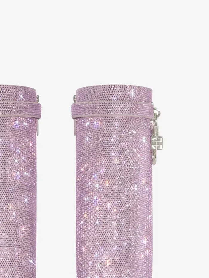 Shark Lock Biker Ankle Boots In Leather With Strass Soft Lilac Women Givenchy Shark Lock
