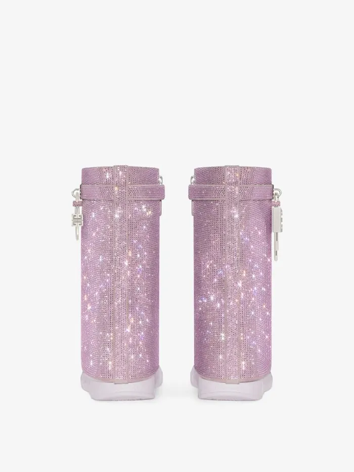 Shark Lock Biker Ankle Boots In Leather With Strass Soft Lilac Women Givenchy Shark Lock