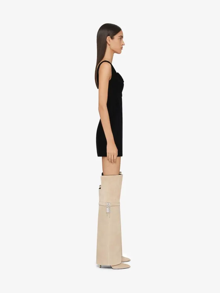 Shark Lock Stiletto OverTheKnee Boots In Suede Beige Women Givenchy Shark Lock
