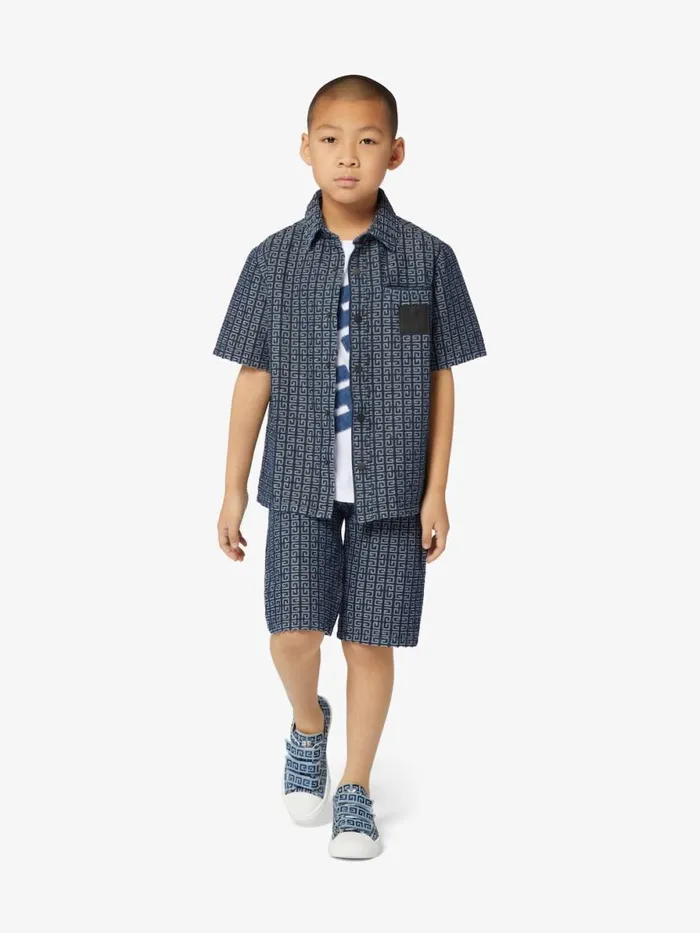 Shirt In 4g Denim Denim Blue Kids Givenchy