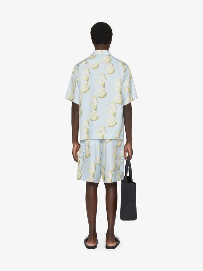 Shirt In Silk With Lemon Print Blueyellow Men Givenchy Shirts