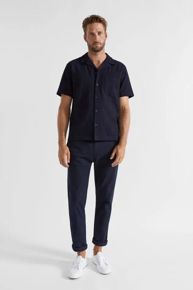 Shirts Man Seed Heritage Textured Woven Shirt Midnight Blue