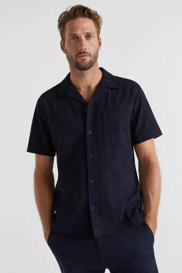 Shirts Man Seed Heritage Textured Woven Shirt Midnight Blue