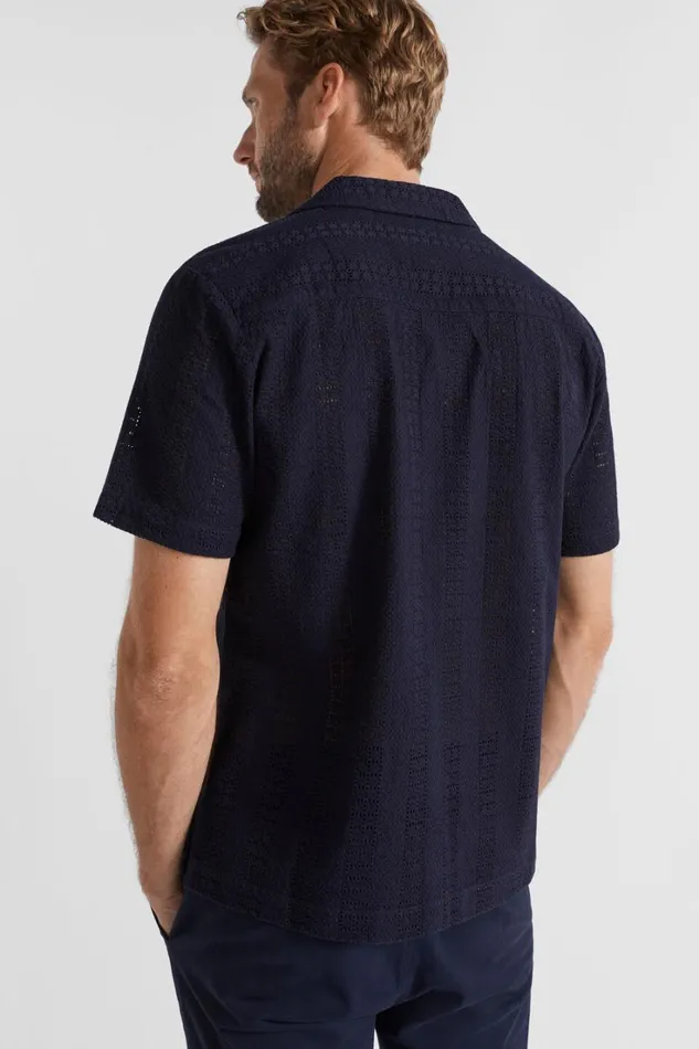 Shirts Man Seed Heritage Textured Woven Shirt Midnight Blue