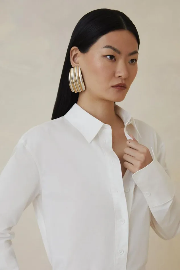 Shirts Women Karen Millen The Founder Cotton Poplin Woven Shirt White