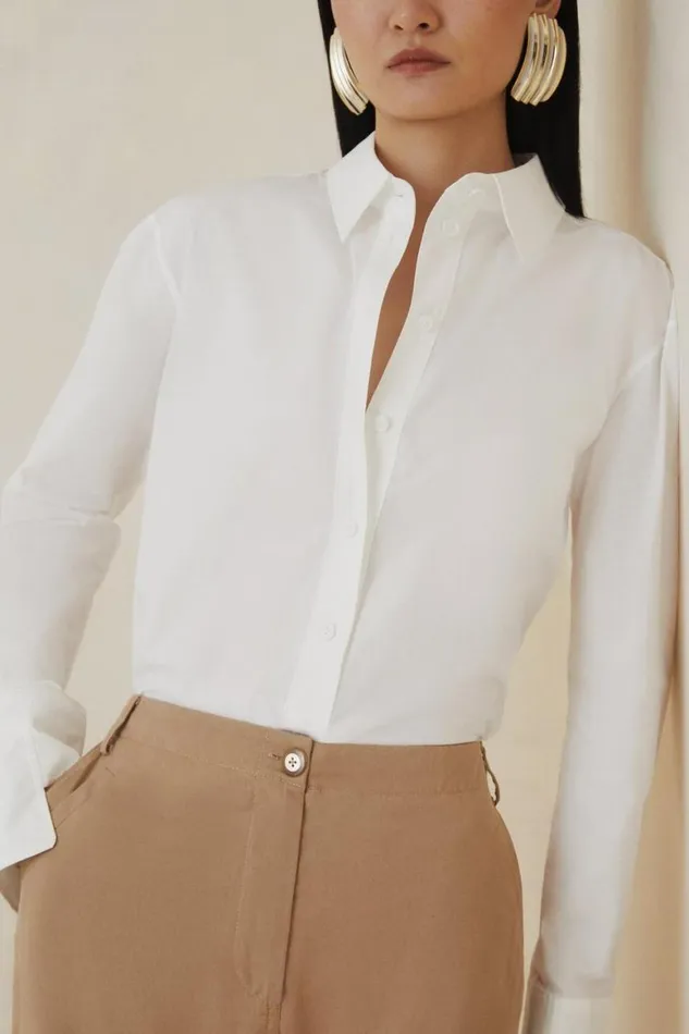 Shirts Women Karen Millen The Founder Cotton Poplin Woven Shirt White